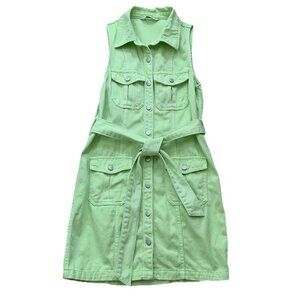 Amanda Uprichard Greyson Dress Size Small Lime Green Button Front Sleeveless